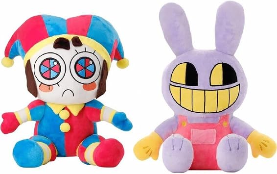 2PCS Amazing Circus Plush Circus - Plush Cute Stuffed Figure Plushie Toy Suit Pomni Plush Doll for Fans, Merch Cute Cartoon Character Plushies Doll Soft Plushies Stuffed Animal Gift for Fans