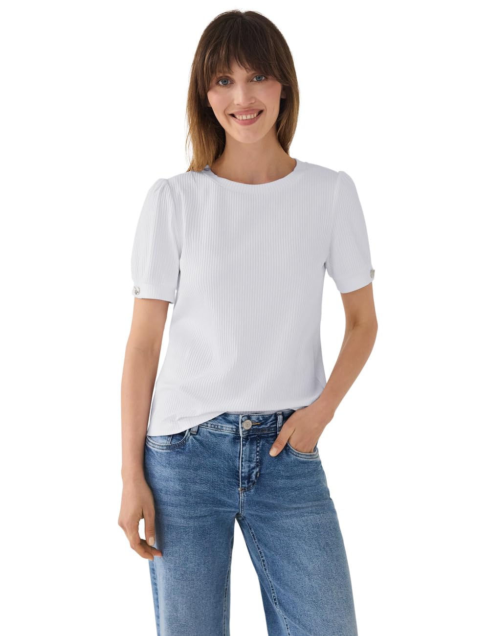 Street One Studio T-Shirt with Button Detail White 34