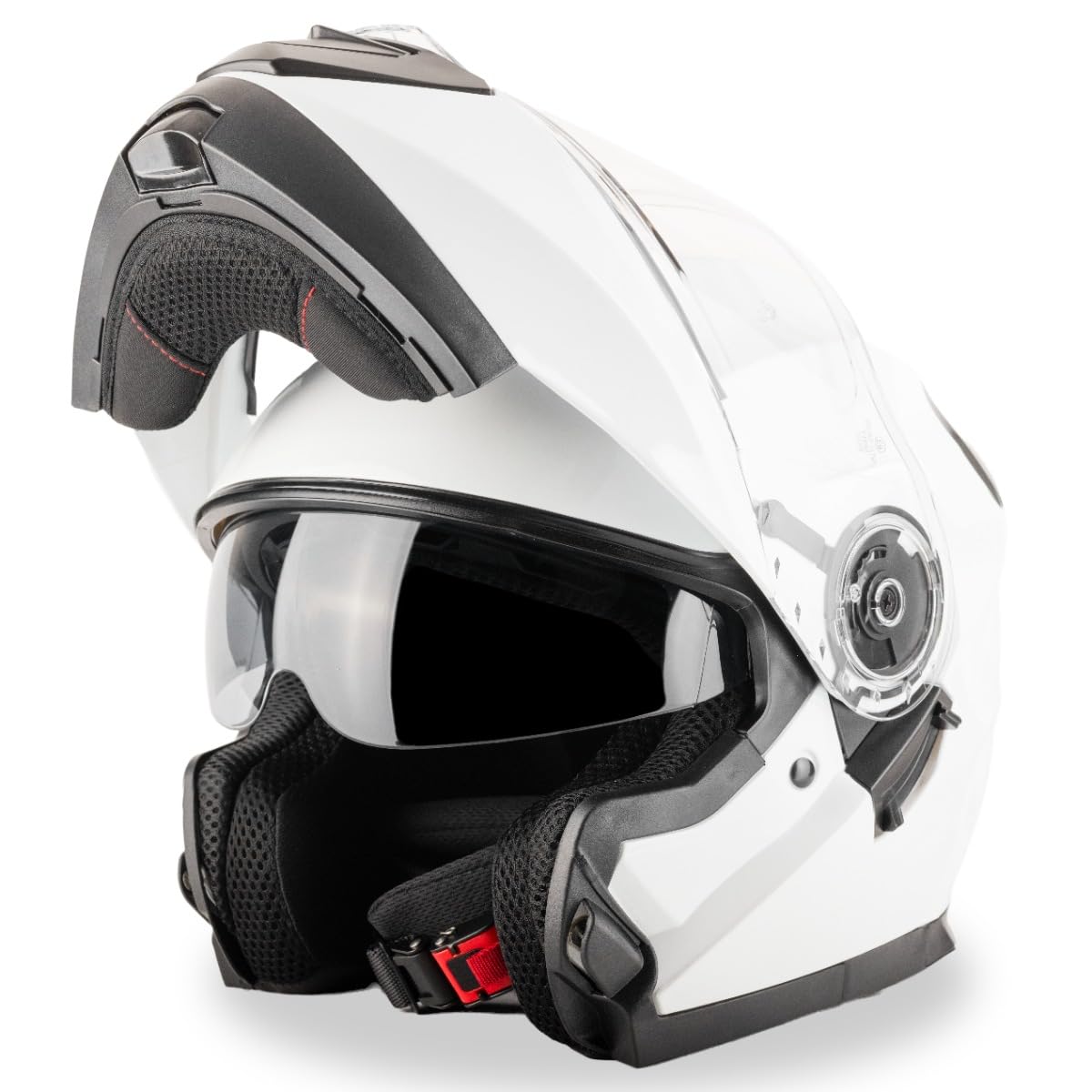 VINZ Santos Klapphelm mit Sonnenblende | ECE 22.06 & PINLOCK vorbereitet | Motorrad Helm Integralhelm | Motorradhelm Klappbar | In Gr. XS-XXL | Erhältlich Weiß