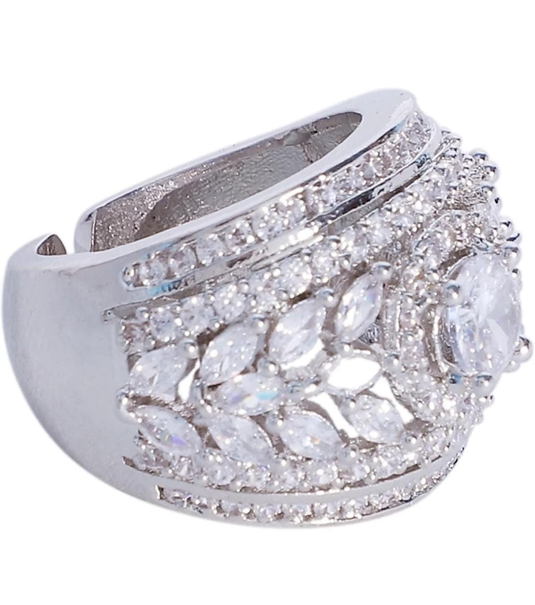 TSB Rhodium Plated American Diamond Solitair Ring For Women - One Size (B0CPT4QQWW) Amazon Price History, Amazon Price Tracker