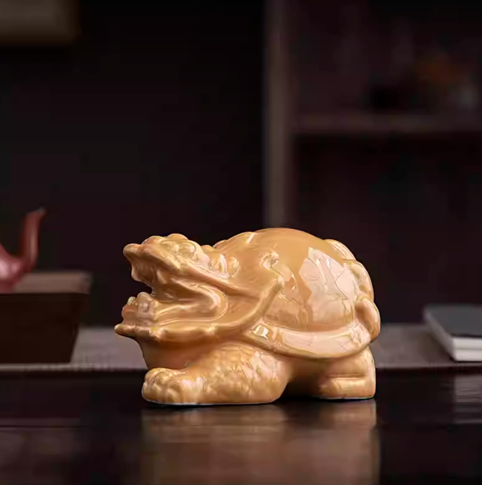 Scultura di tartaruga drago in ceramica realizzata a mano ornamento a forma di animale per hotel casa ufficio regalo di nozze