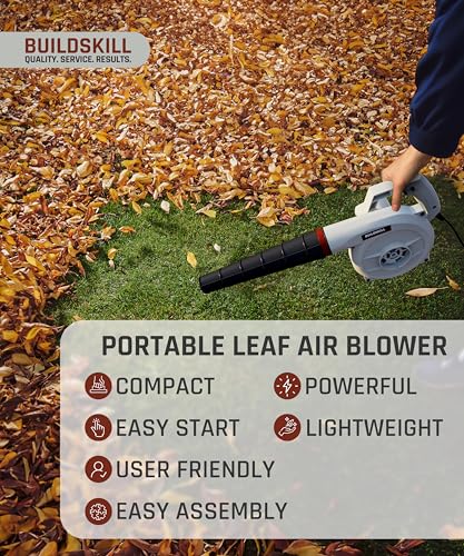 Image of BUILDSKILL 620W Air Blower Machine | 16000 RPM 1.5 kg Heavy Duty Copper Armature Air Blower with Variable Speed | Air Flow of 3.7 m3 /min | Suitable for Large & Small Areas | 3 Meter Long Wire - Grey