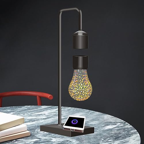Lámpara de bombilla levitante con cargador de teléfono inalámbrico para Apple Android magnético flotante LED 3D bombilla luz nocturna levitación