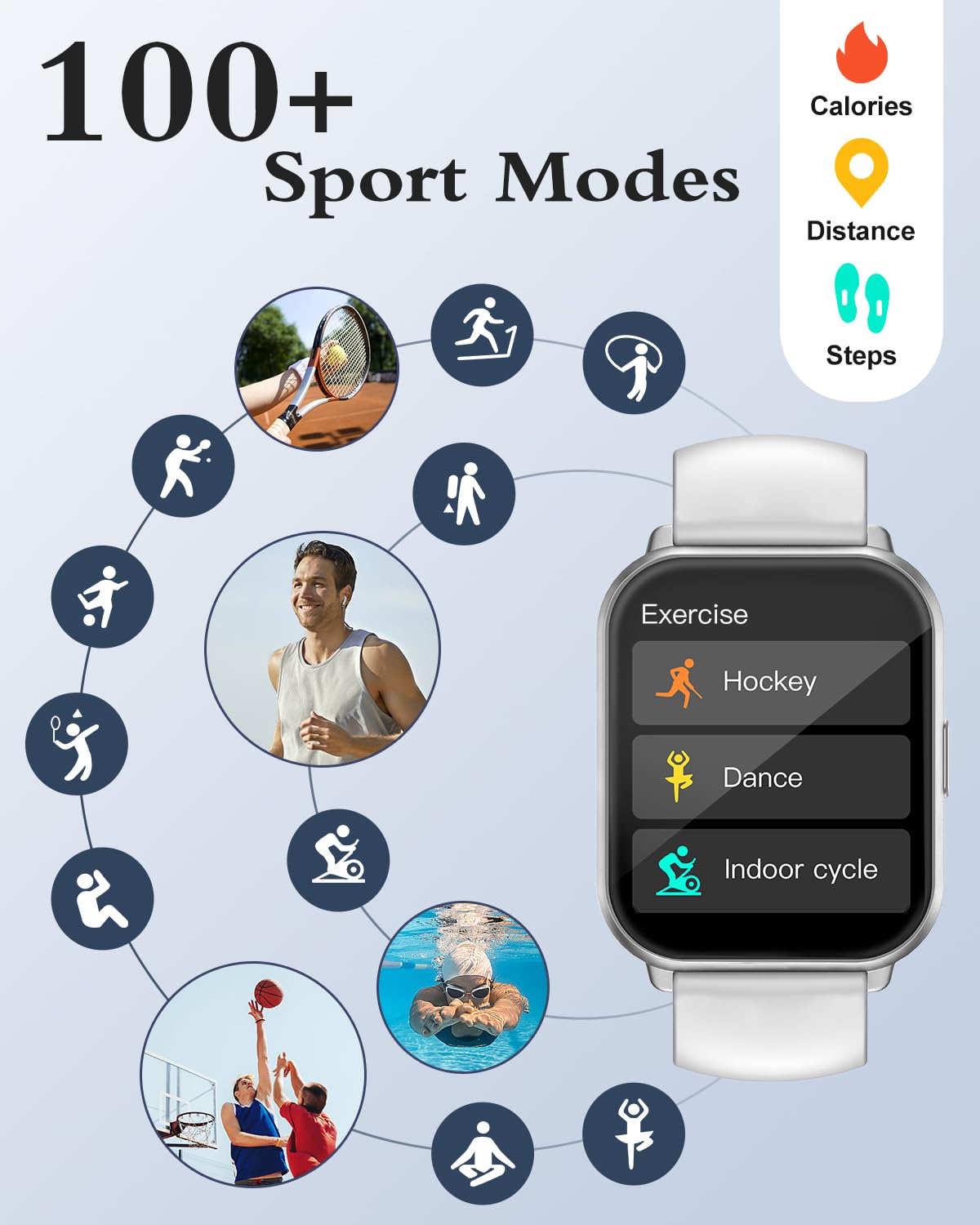 RUIMEN Smart Watch Answer Dial Call,Smart Watches for Women Men 1.85"HD Screen Fitness watch with SpO2 Heart Rate Sleep Monitor Step Counter Waterproof 100+ Sports Mode for Android iOS (2 Bands) - Image 3