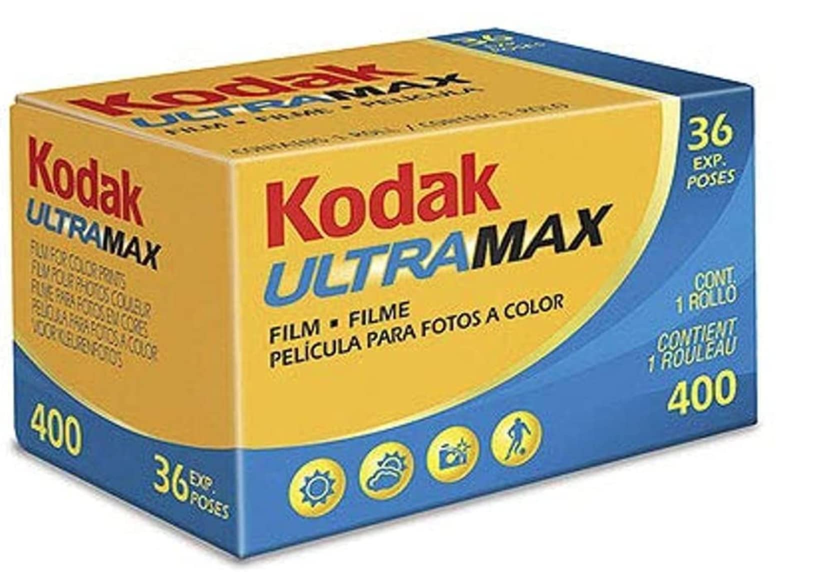 Kodak Ultramax 400 - Confezione da 3 pellicole per stampa a colori 36 EXP. 35 mm DX 400 135-36 (108 foto