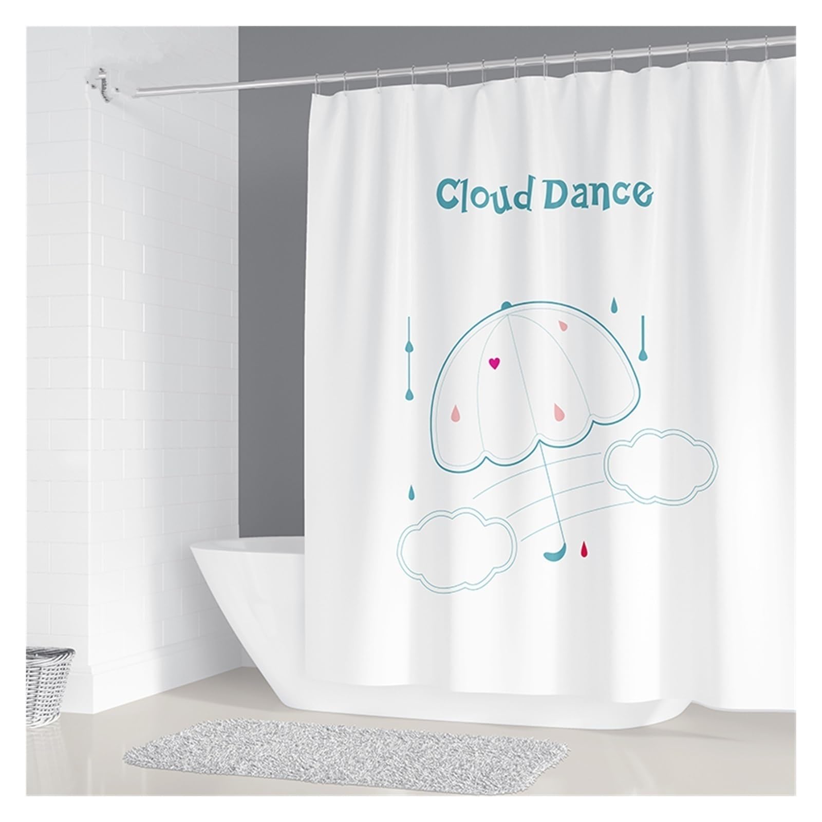 Rideau de douche imperméable anti-projections géométrique 180x220