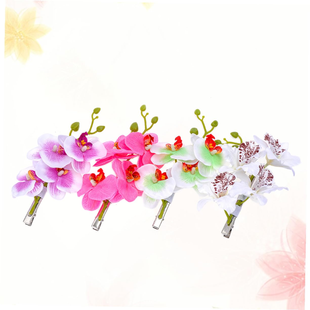 TOYANDONA Pince à Cheveux Orchidée Phalaenopsis Couleur Aléatoire en Tissu et Métal 4 Pièces Accessoires Décoratifs pour Filles et Femmes pour Mariage et Fête Musicale