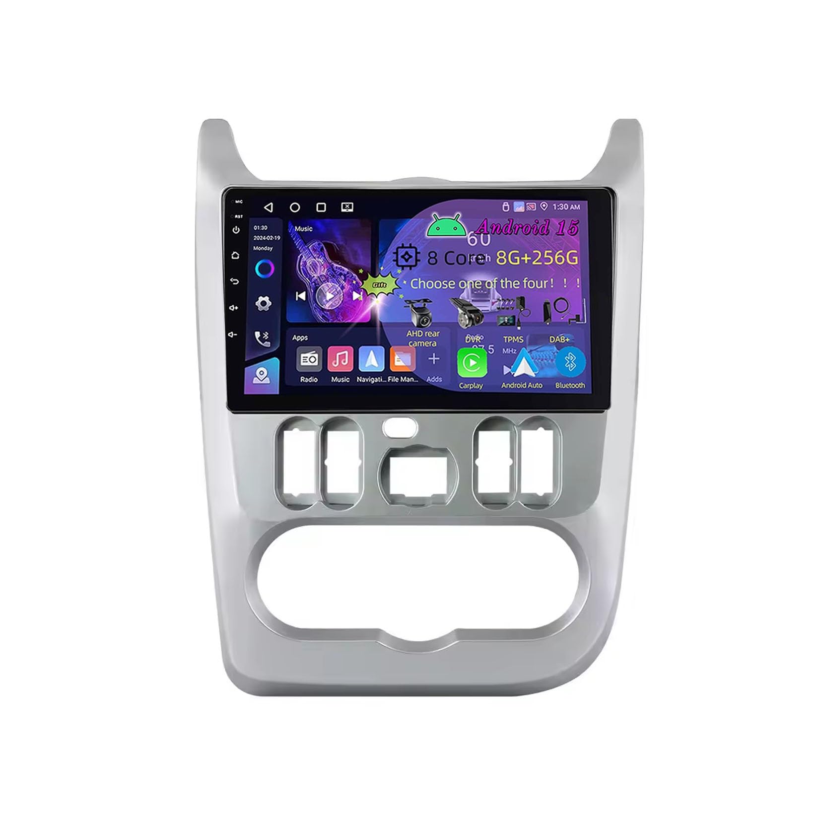 9-calowy podwójny Din samochodowy system stereo z Androidem 15 do Lada Largus 2012-2020 z kamerą tylną Car Play, sterowaniem z kierownicy, Bluetooth, GPS, radiem FM i Wi-Fi (C4 8+128 GB)