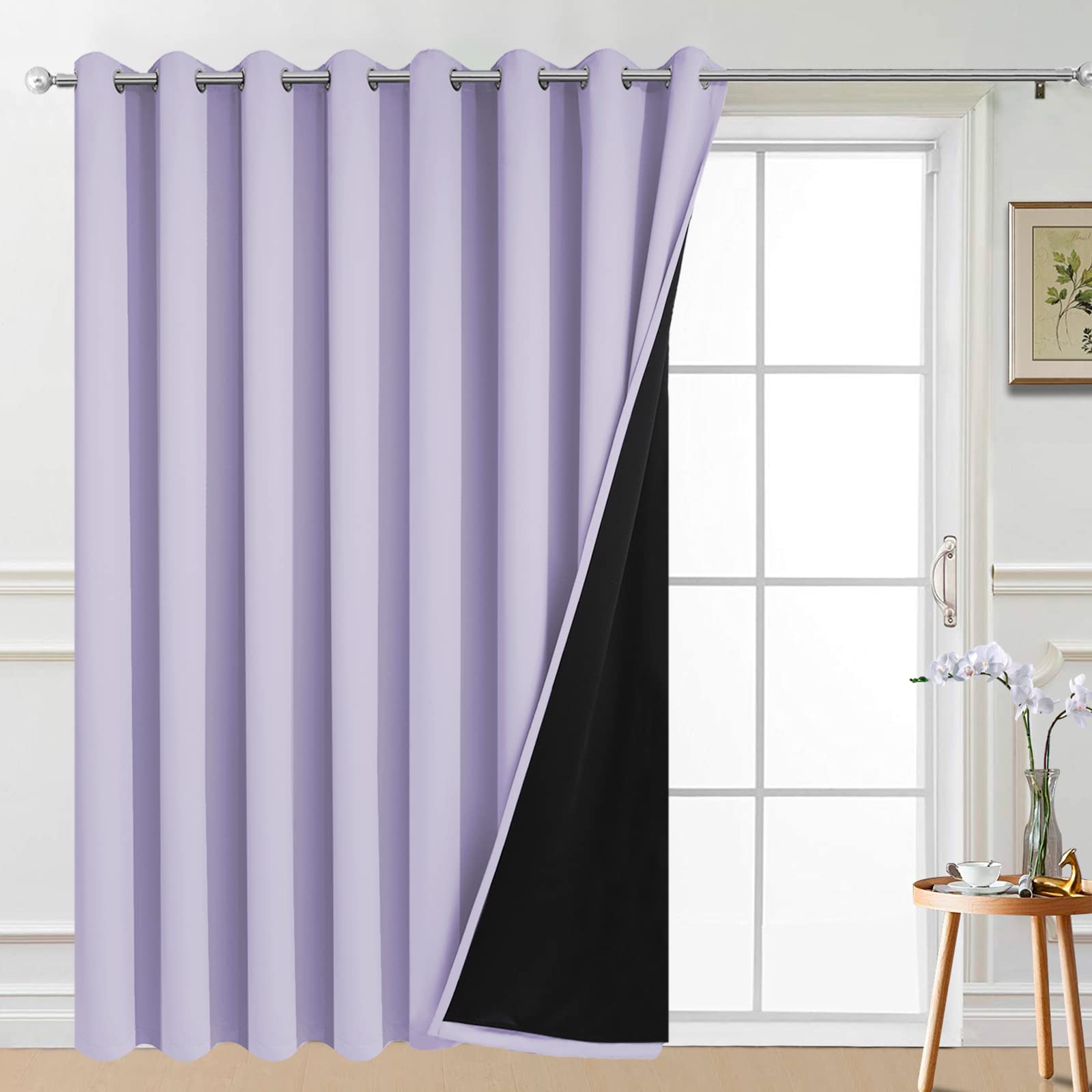 Yakamok 100% Blackout Extra Wide Thermal Insulated Curtains, Total Shade Patio Door Curtain, Full Light Shading Sliding Door Curtain, Room Divider for Living Room/Bedroom, W 100cm x L 84cm, 1 Panel โ image 1