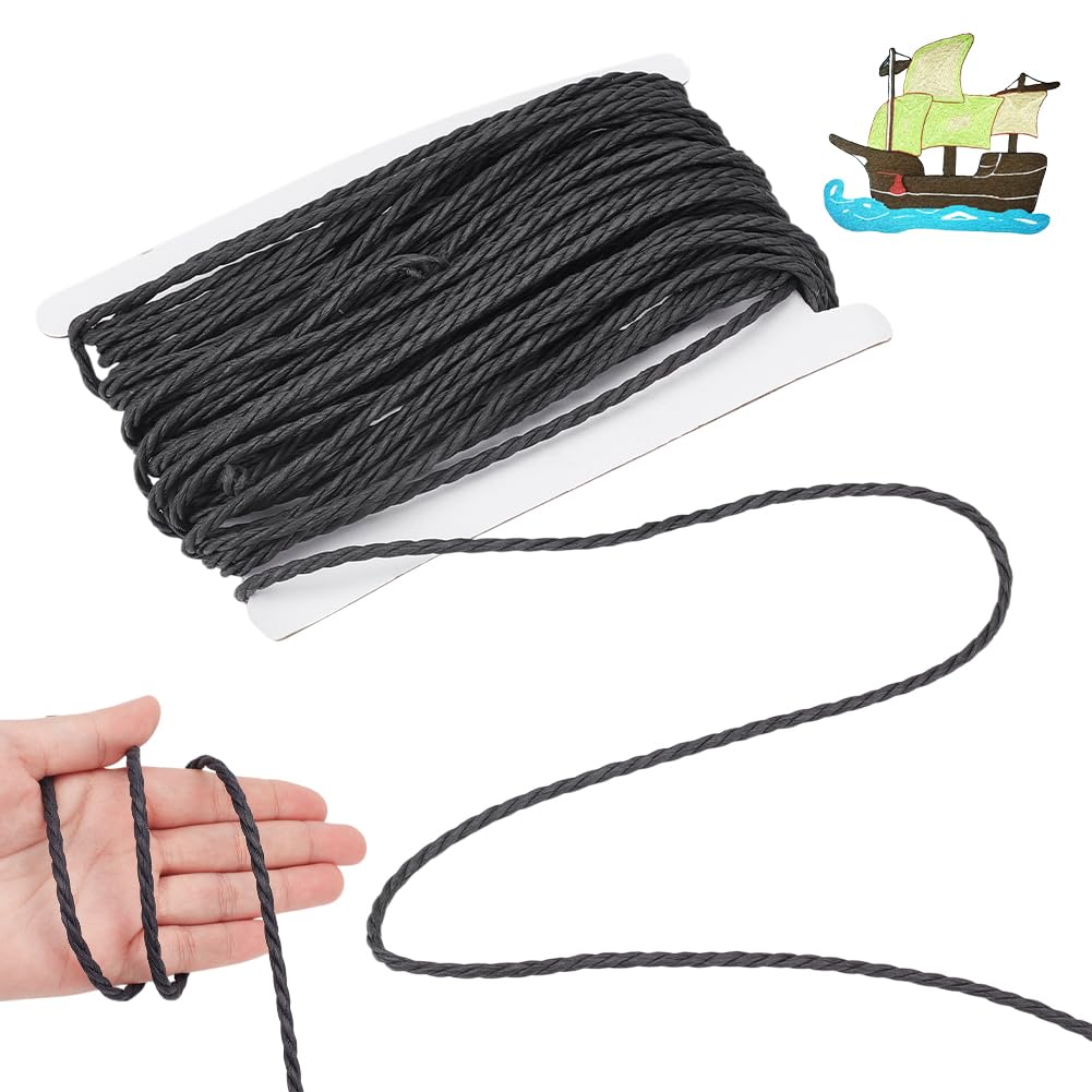 NBEADS 20m/21.87Yards Paper Craft Rope, 4mm Paper String Packing Rope Handmade Twisted Wrapping Ribbon for DIY Making Flower Basket Present Wrapping, Black