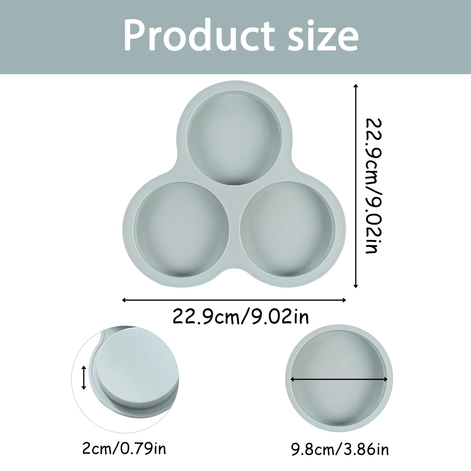 Silicone Egg Molds for Oven 2 Pcs, 4 Inch Silicone Muffin Top Pan Jumbo for Air Fryer, Nonstick Hamburger Bun Pans for Baking, Round Egg Mold for Breakfast Sandwiches Pie Tart Cake, Grey