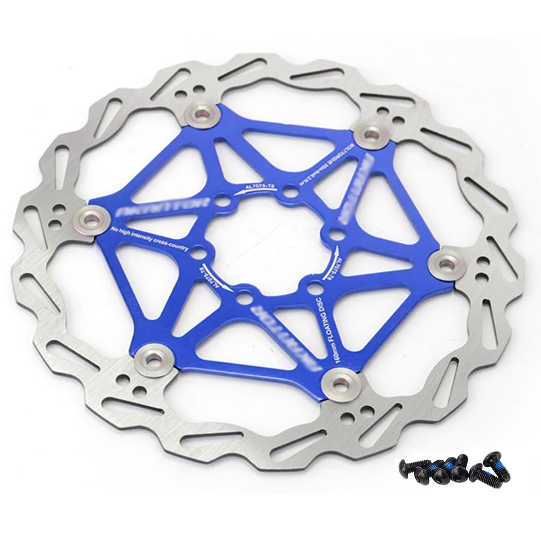 Bike Floating Disc Brake Rotor 160mm 180mm 203mm 6 Bolts Brakes Disc Strong Heat Dissipation(Blauw,160mm)