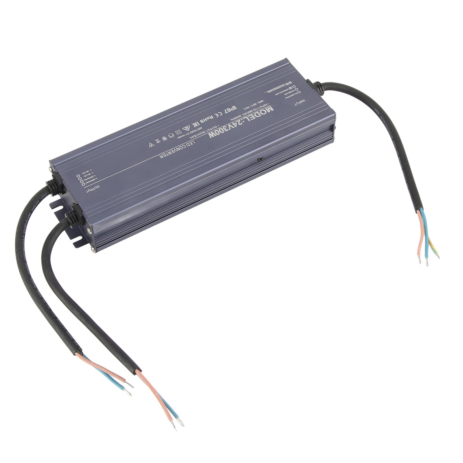 Fuente de Alimentación LED Impermeable de 300 W, Aleación de Aluminio, Controlador de Voltaje Constante IP67 para Luces de Señalización y Diversas Aplicaciones (24V)