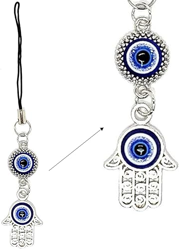 LUCKBOOSTIUM Hamsa - Llavero de mano contra el mal de ojo con diamantes de imitación de cristal, protección y dije de buena suerte, accesorios de