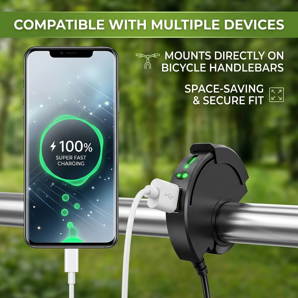 Chargeur USB Moto pour CRF 1000L, Double Port Type-C PD 30W QC3.0 Charge Rapide Adaptateur SAE vers USB avec Protection pour Téléphone