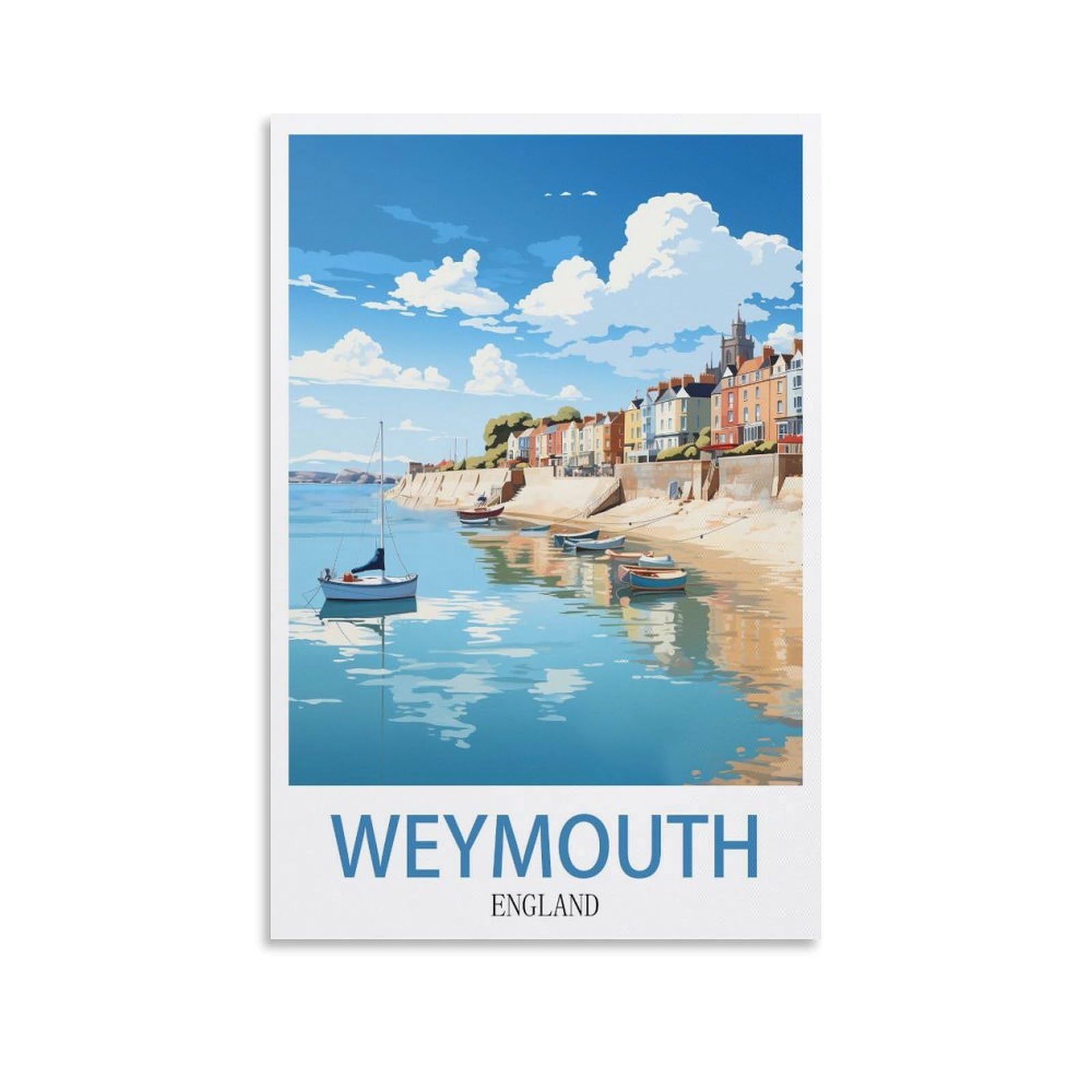EZMLFA 5D Diamond Art Kits for Beginner,Weymouth England,Diamond Picture Art for Beginner, DIY Gem Cross Stitch Creative Gift Home Wall Decor 50x60cm