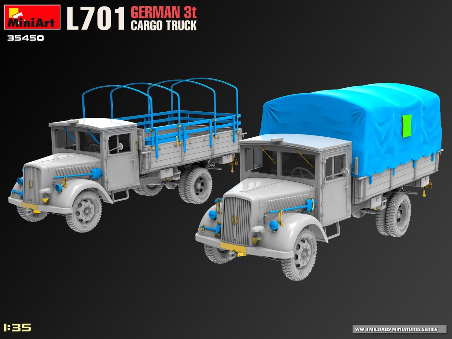 Mini Art 35450 1:35 L701 Dt. 3t Cargo Truck - wierna replika, modelarstwo, plastikowy zestaw do montażu, majsterkowanie, hobby, klejenie, zestaw modelarski, montaż, nielakierowany