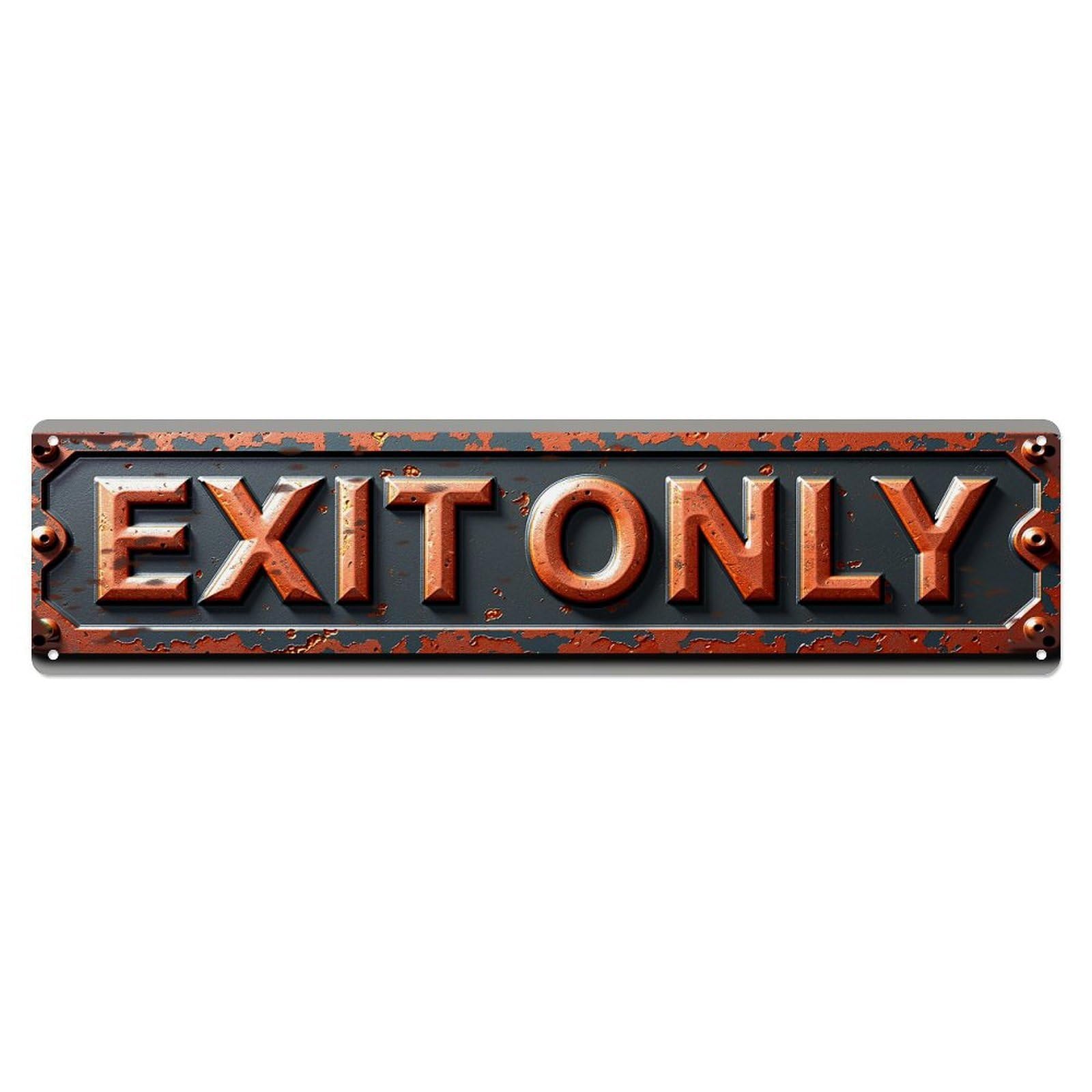 Exit Only Sign Pattern Metal Tin Sign Plaque
