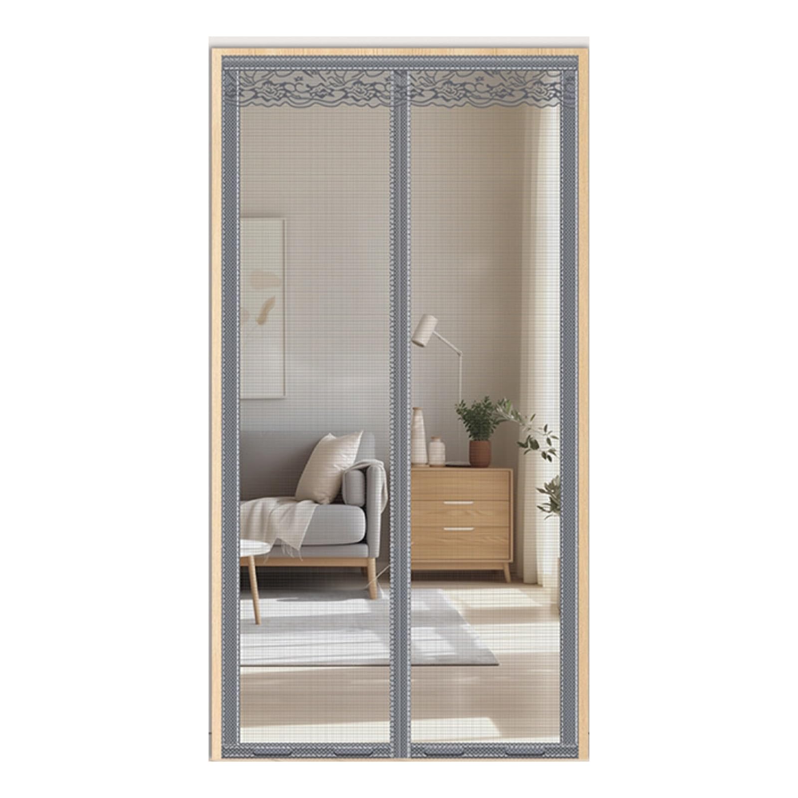 Moustiquaire de porte magnétique grise 100x210 cm pour une fermeture automatique efficace