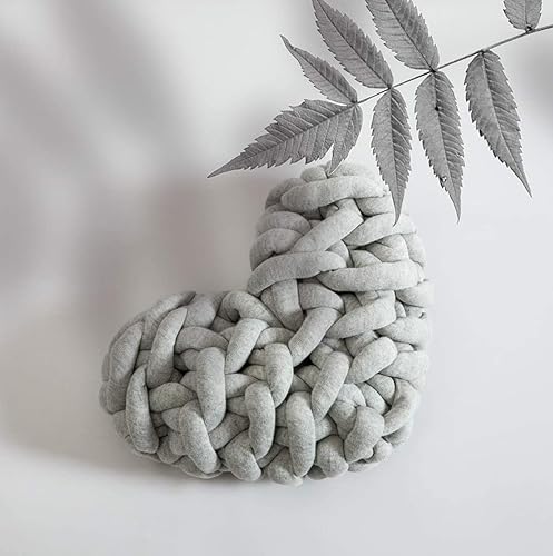 Miniatura 5 de Almohada de nudo tejida a mano Cojín de felpa de corazón Almohada de juguete Sofá Almohada Decoración del hogar Regalo 11.0 in 11 pulgadas (gris)