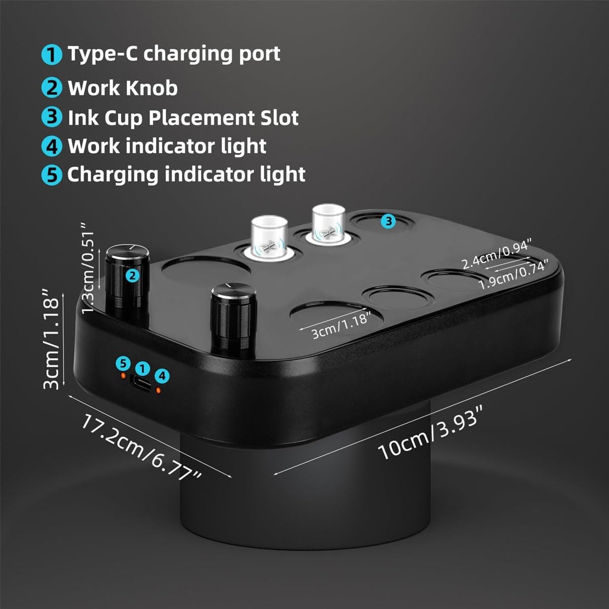 Mieszadło do pigmentów do tatuażu, miniaturowy mieszalnik magnetyczny Vortex z kubkiem na 40 kolorów i 200 patyczkami do mieszania,regulowane mieszadło magnetyczne,mieszadło do farb lakierów paznokci