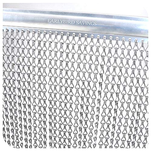Earlybird Savings 90*200cm Silver Aluminium Chain Curtain Metal Screen Fly Insect Blinds Pest Control Curtain