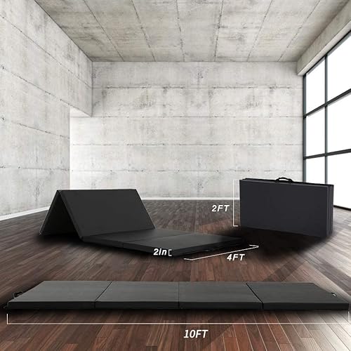 Miniatura 3 de Colchoneta de gimnasia para lucha, tapete de gimnasia plegable, para interiores y exteriores, tapete de gimnasia grueso de piel sintética para