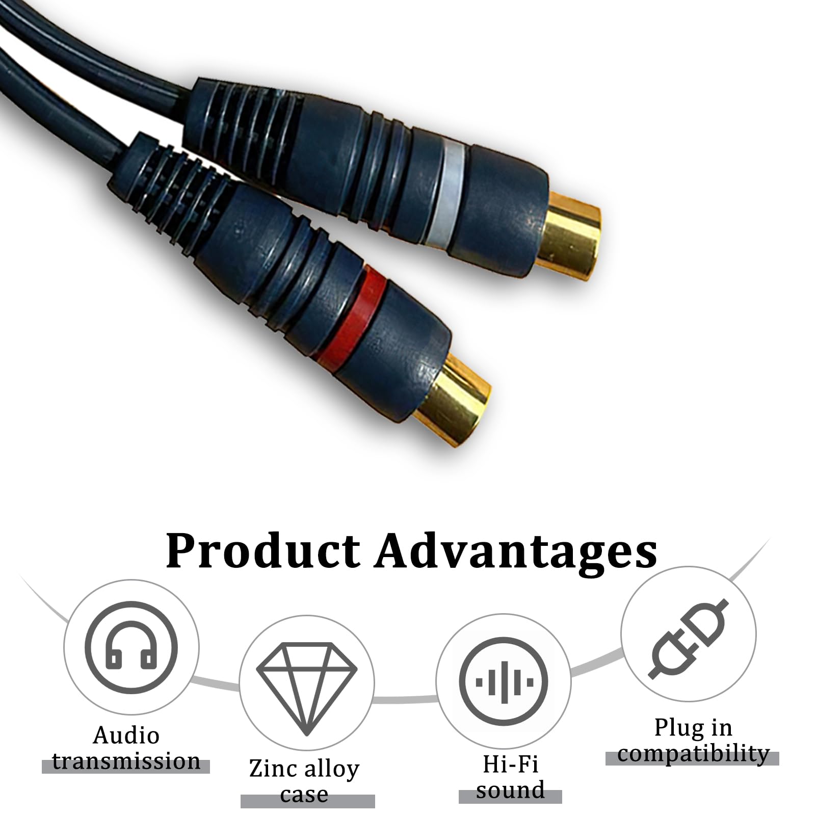 EMK Cavo splitter RCA Y - 1 maschio a 2 maschio, resistente splitter per subwoofer placcato oro per home theater (1 m