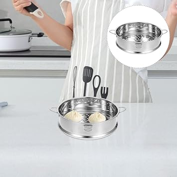 Hemoton 12 Inch Stainless Steel Steamer Basket Stackable Steamer Insert for Pots Multi-Functional Vegetable Rack for Dumplings Fish Meat Rice Cooking