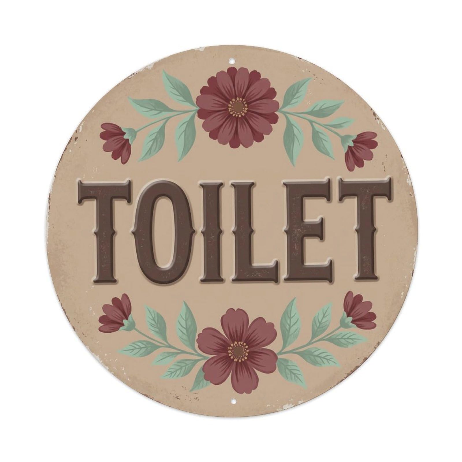 Okahys 8X8inch(20X20cm) Toilet(Wc) Signage Zinnia Vintage Metal Tin Sign