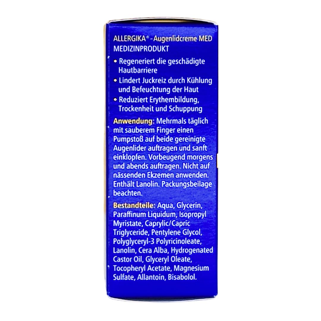 Allergika Augenlidcreme MED, 15 ml I zur Behandlung von Lidekzemen I Linderung von Rötung, Schuppung und Hauttrockenheit I Spar-Set plus Pharma Perle give-away (3x 15 ml)