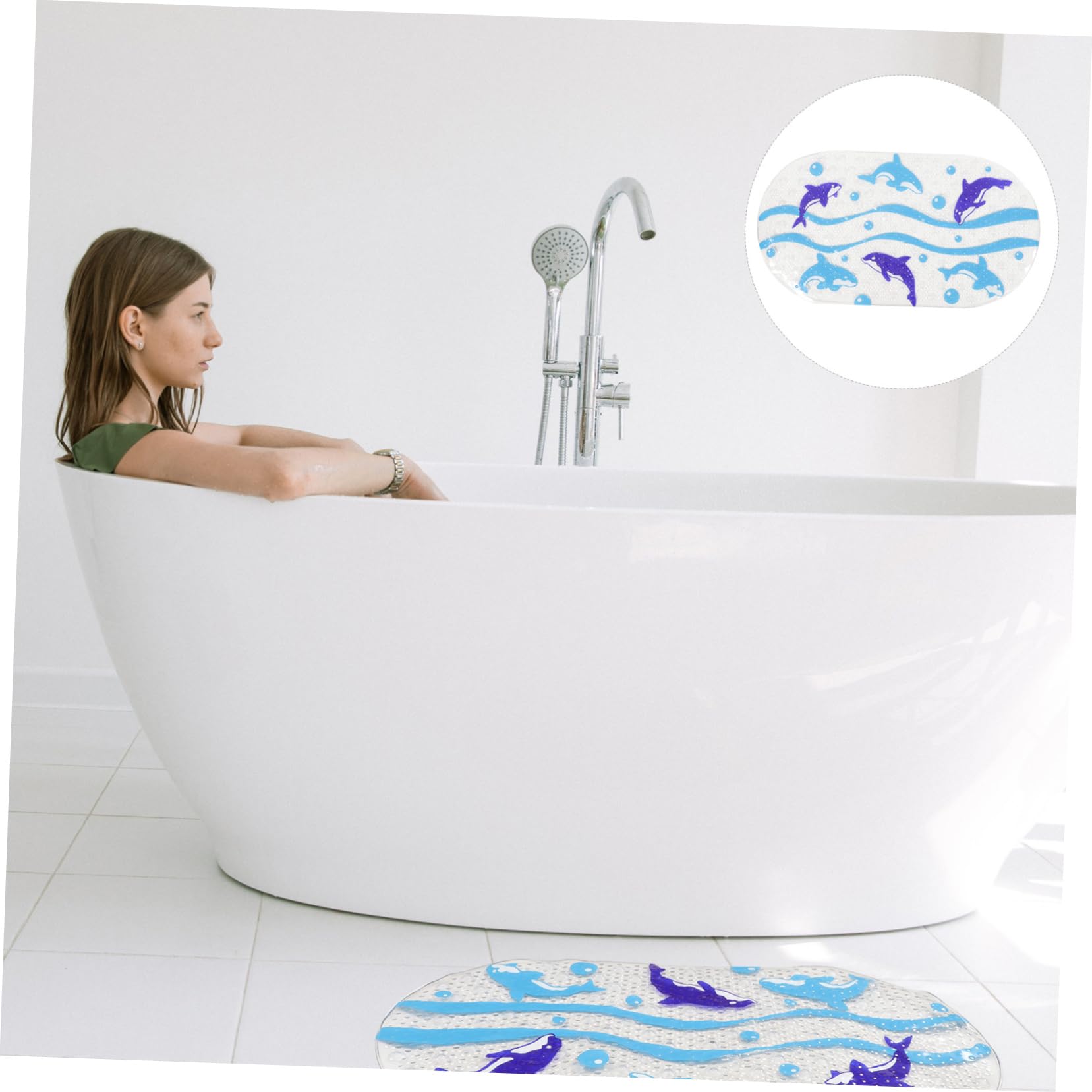SOLUSTRE Tappetino per Vasca da Bagno Antiscivolo Tappetino da Bagno in Pvc con Design Motivo Cartoon Sicuro e Durevole