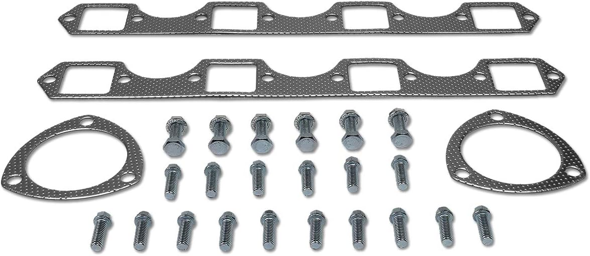 DNA Motoring GKTSET-BBC-82L Aluminum Exhaust Manifold Header Gasket Set Replacement,Metallic