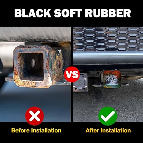 Vista 68 de Cubierta de enganche de remolque de 2 pulgadas, águila calva, grunge, águila calva americana, bandera de Estados Unidos, cubierta de goma