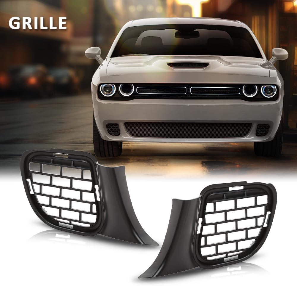 G-PLUS Fog Light Covers Pair Compatible with Dodge Challenger Hellcat or Widebody Models 2015-2023 Black