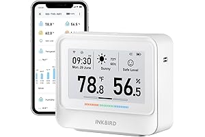 INKBIRD IBS-TH5 WiFi Thermometer Hygrometer: Remote Temperature Monitor with 9-in-1 Functions and...