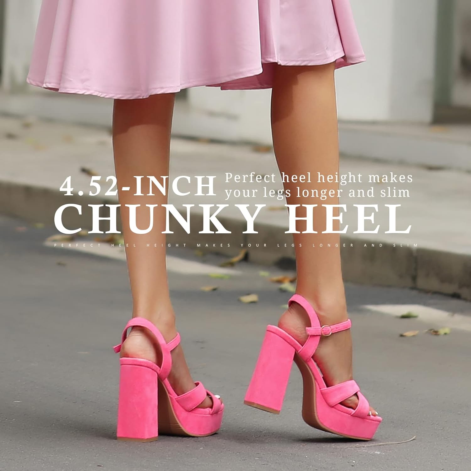WSKEISP Platform Heels for Women Chunky High Heel Sandals Ankle Strap Fashion Sexy Wedding Evening Party Dress Pumps - Image 4