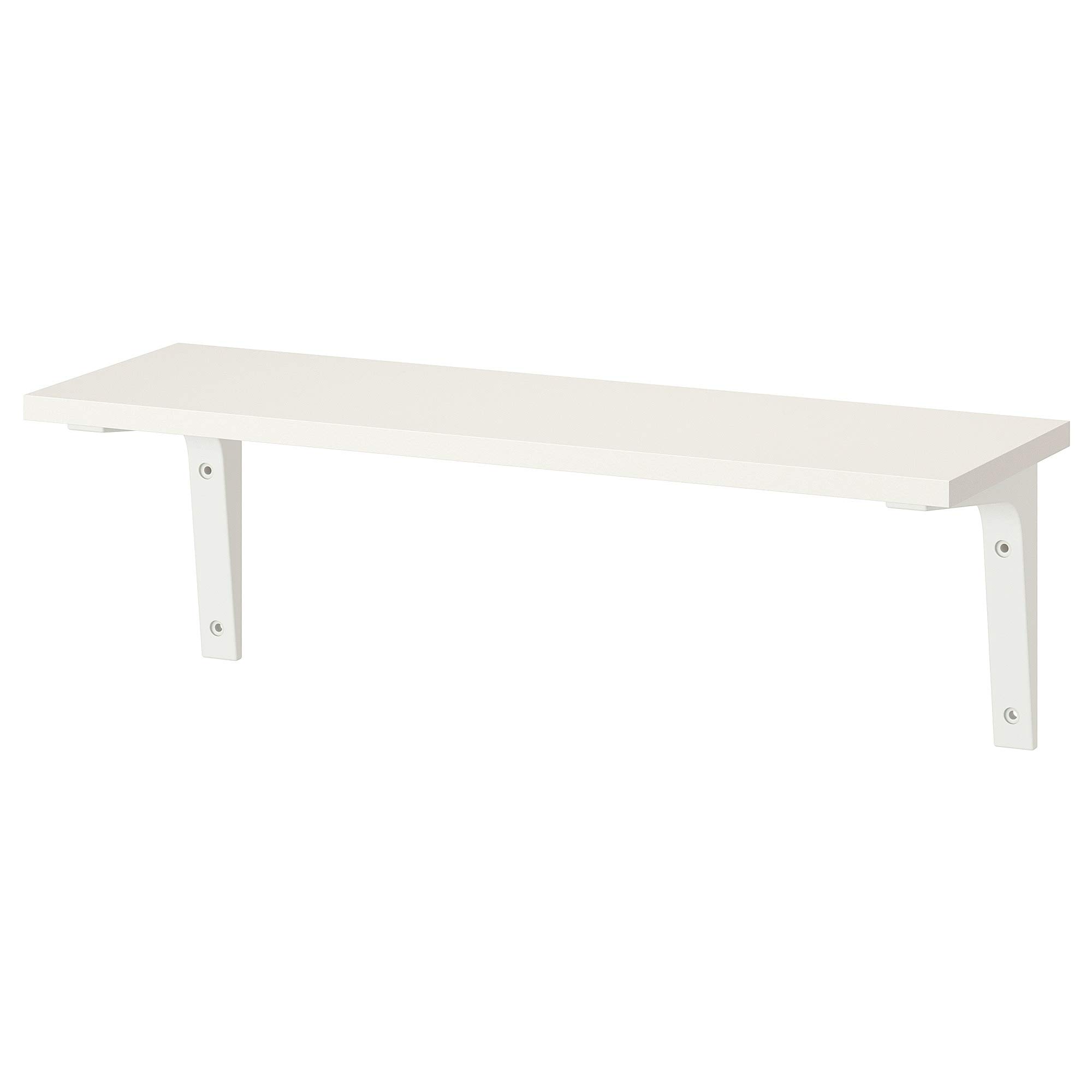 Ikea BURHULT/EKBY STODIS Wall Shelf, White, White, 59x20 cm (23 1/4 x 7 7/8 Inches ) (Engineered Wood)