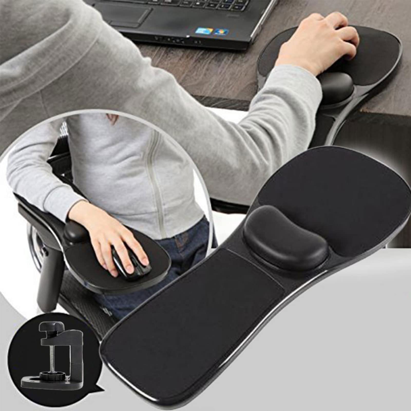 Computer Bracciolo Pad Poggiapolso Braccio Regolabile Staffa di Supporto for Casa E Ufficio,Supporto Ergonomico for Il Gomito del Braccio del Mouse,180 ° Regolabile