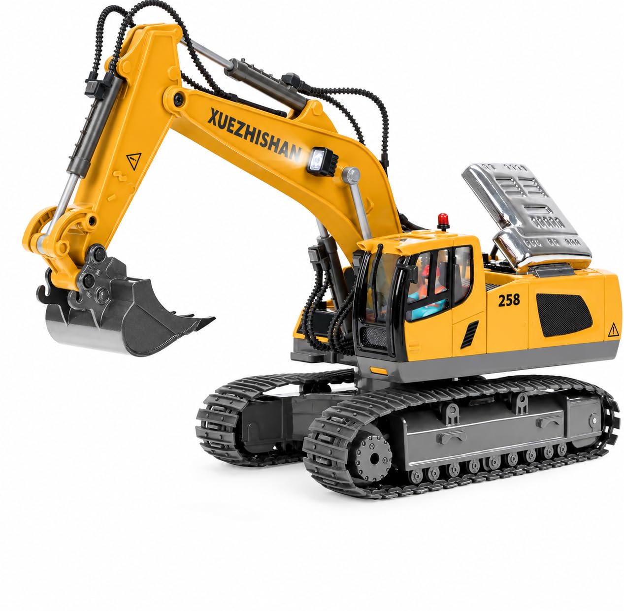 KidsFaves Remote Control Excavator Toys for Boys Realistic Metal Bucket