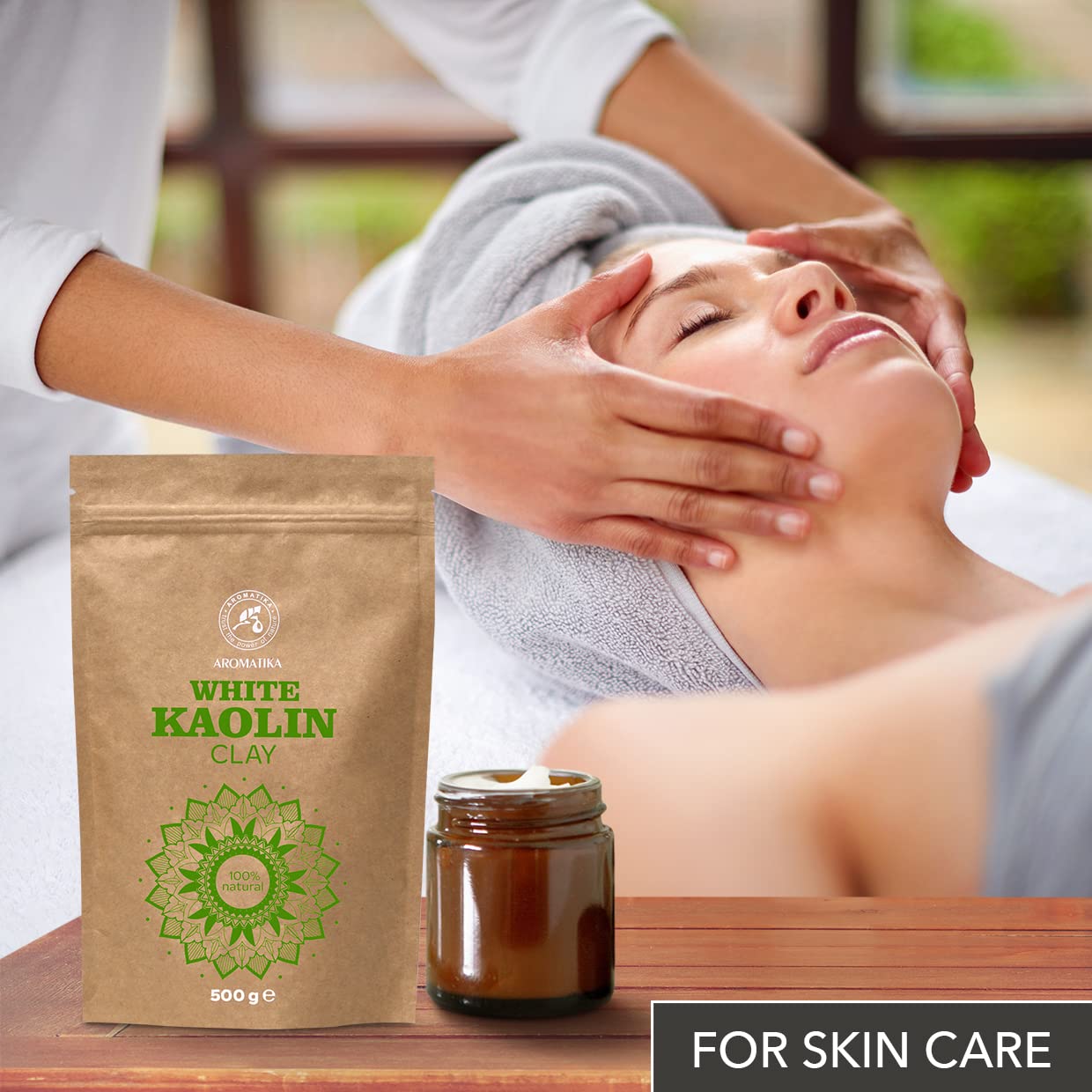 Argile Kaolin Blanc - 500g - Argile Blanche - Poudre Argile de Kaolin Blanche Pure et Naturelle - Purifiante et Tonifiante pour Visage et Cheveux - Argile Blanche Poudre pour Masques et Gommages