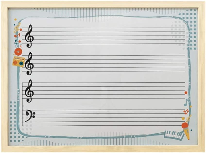 whiteboard Stave Wooden Frame Hanging Music Reading for Music Teaching Training Records (Color : Black Border, Size : 45X60CM) (Beige Border 60X90CM) (Beige Border 60X90CM)