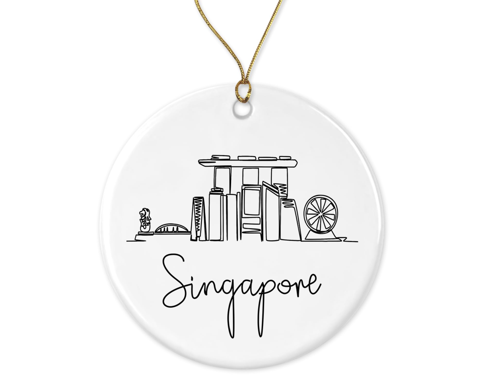 Christmas Tree Decoration Singapore City Singapore Skyline Singapore Cute Travel Pendant Unique Ceramic Xmas Ornament Double Sided Christmas Baubles For Family Holiday Party 7.3CM