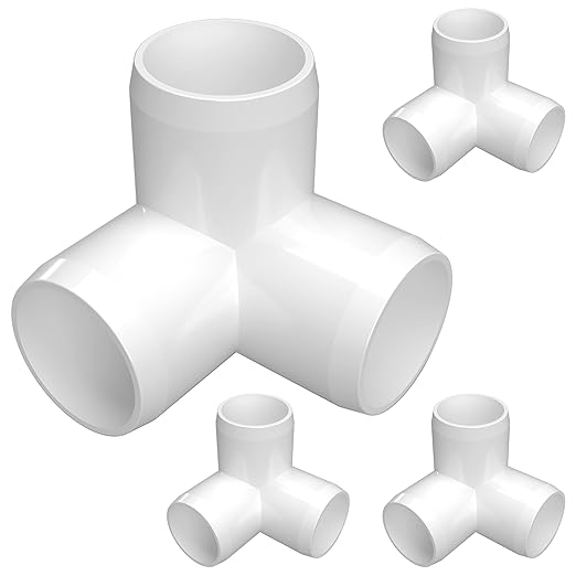 FORMUFIT 1-1/2” 3-Way Elbow Furniture Grade PVC Fitting in White, Made in USA, UV-Resistant, Impact-Proof, 1.900” Actual Socket Diameter (Pack of 4)