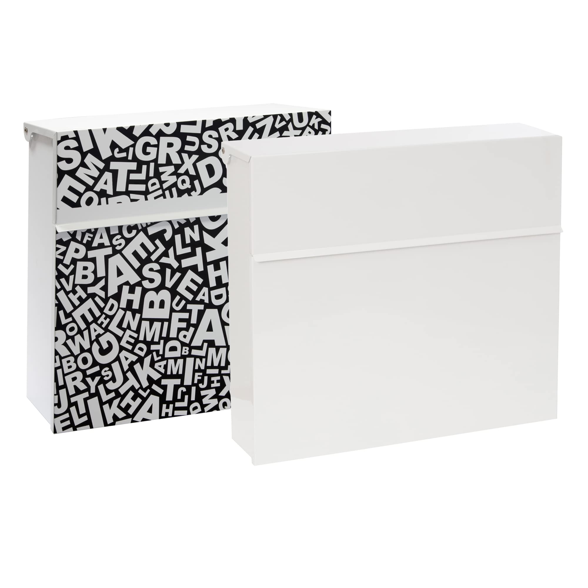 ARREGUI Plate E6512 Buzón Exterior de Acero con serigrafía Decorativa Words, Tamaño L (Revistas, Sobres C4), Buzón con Cerradura Tapada, Buzón de Pared, Buzón de Correo Grande, Antilluvia, Blanco
