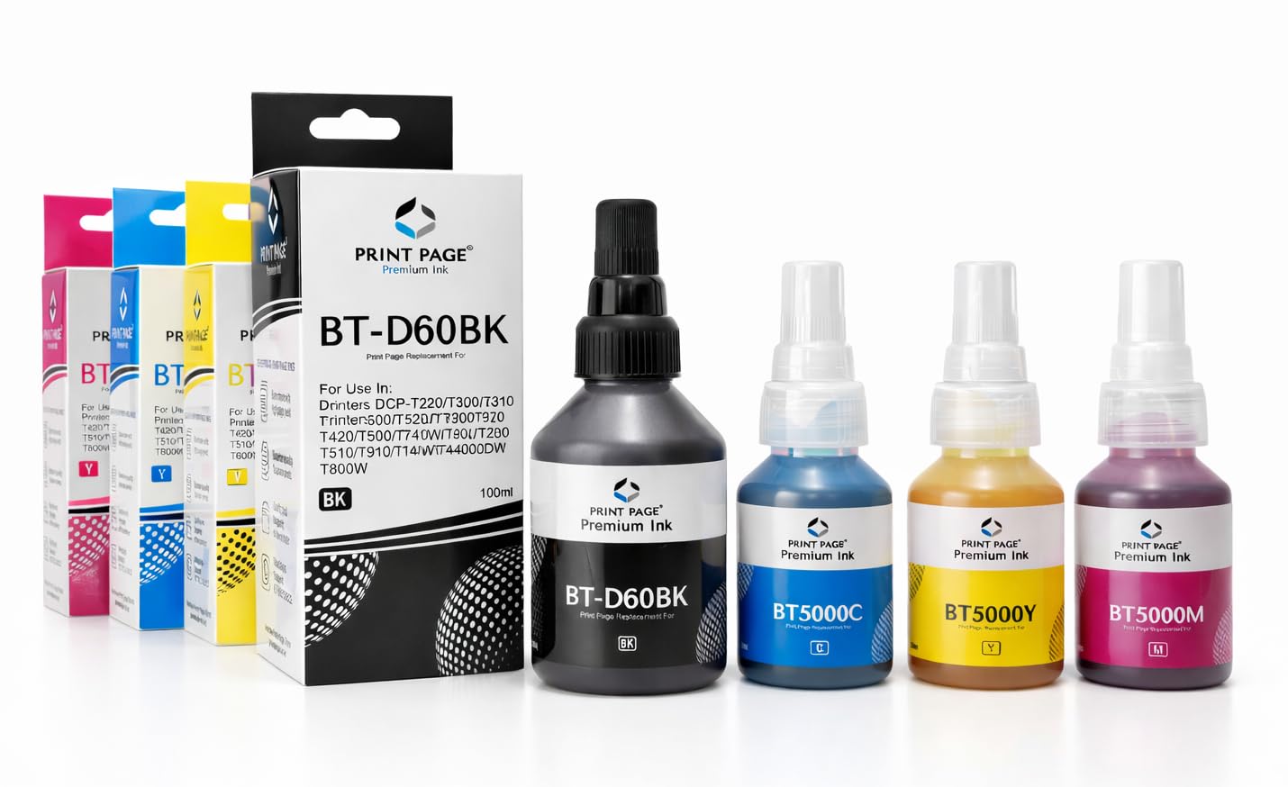 BT-D60BK & 5000 Premium Refill Ink Compatible for Printers T220, T420, T520, T820, T920, T510, T910, T710, T4000W, T4500W, T300W, T800W, T700, T810 (BT-D60BK/BT5000-4 Color Combo)-image-38