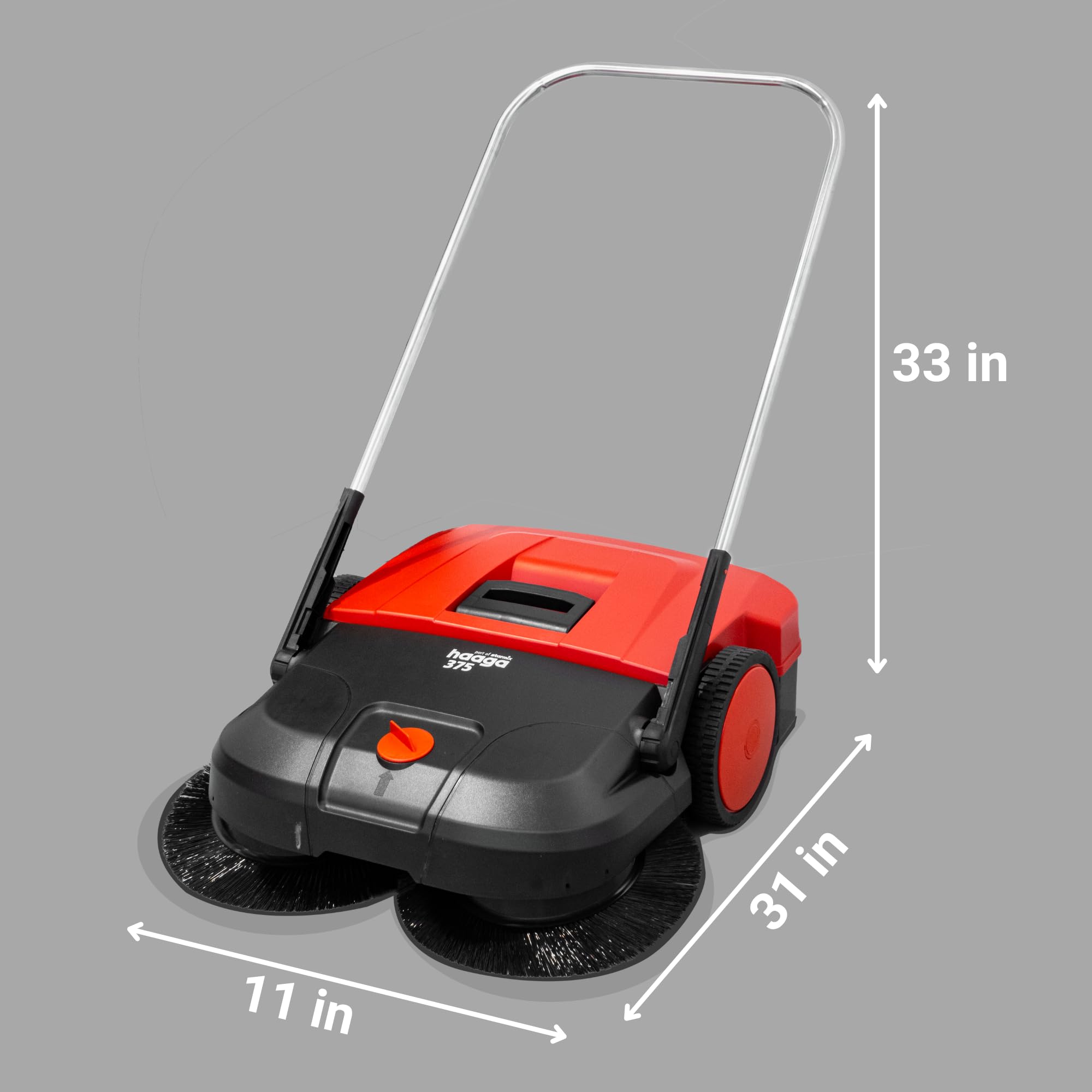 Haaga 101040 - Spazzatrice manuale 375 (ritorna foglie secche e bagnate, funzionamento senza cinghie, peso ridotto, potenza di spazzatura: 2900 m²/h)