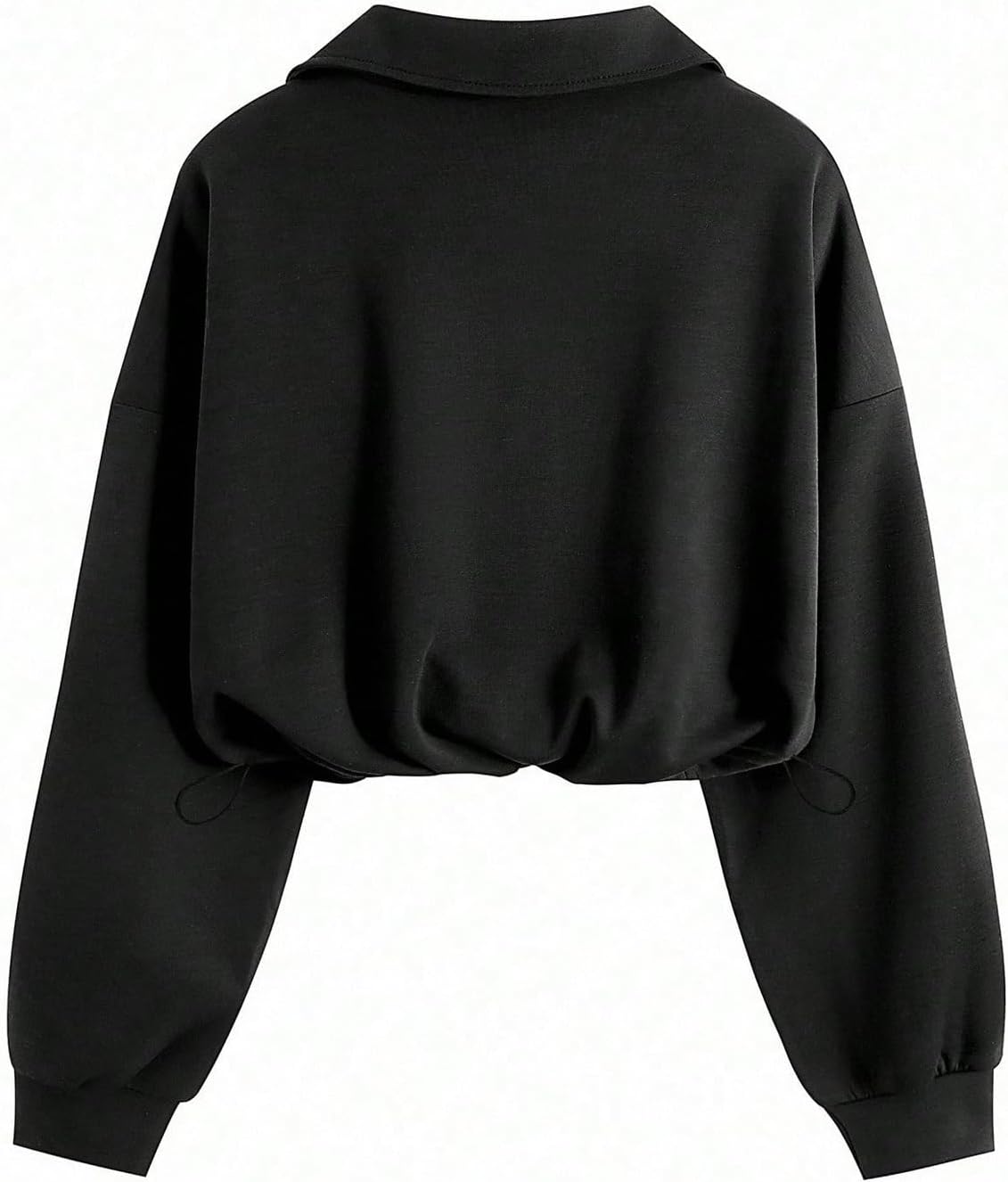 Verdusa Women's Mock Neck Sweatshirt Half Zip Pullover Cropped Sweatshirts Drawstring Top - Image 2