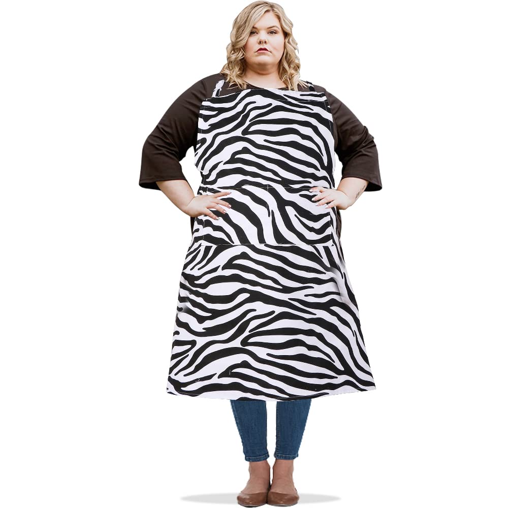 SANFERGE Canvas Plus Size Apron for Women with 2 Pockets, 39 X 38 inch Extra Large XXL Aprons, Vintage Gingham Adjustable Long Bib Chef Apron for