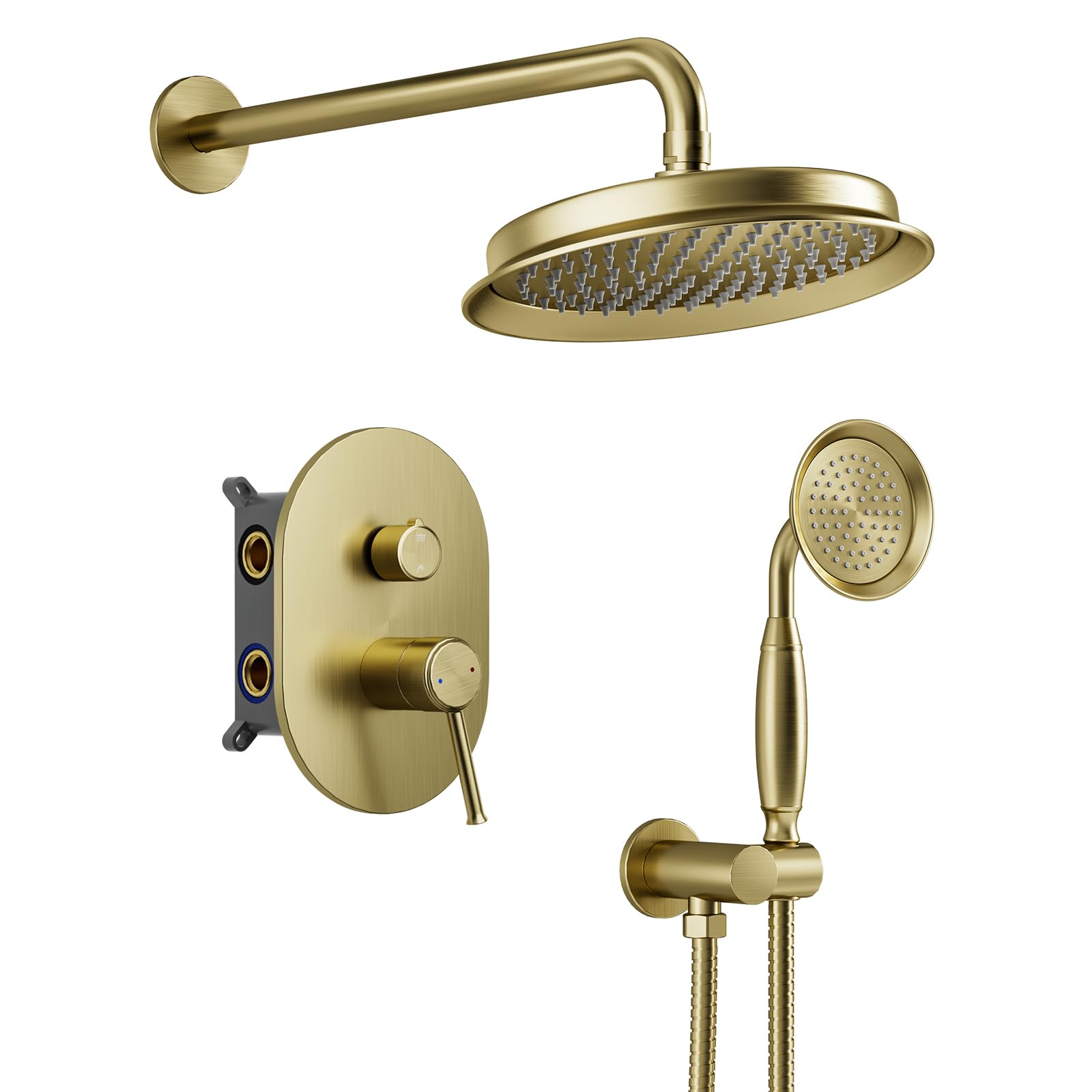 Système de Douche Encastré Rétro avec 23cm Pommeau de Douche Or Brossé